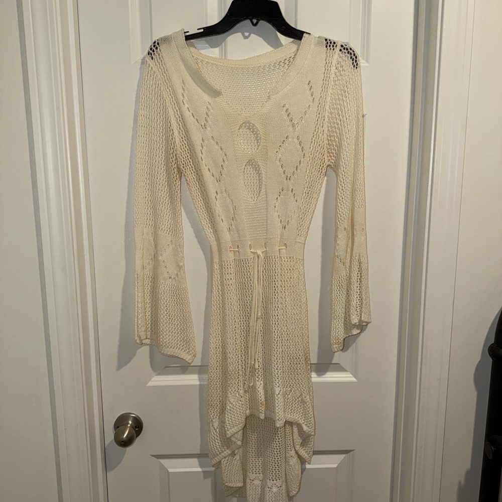Chic Cream Long Sleeve Knit Dress